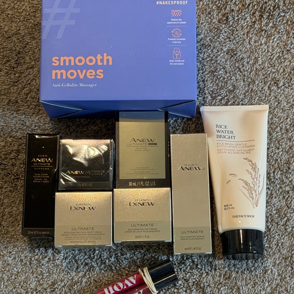 Avon Anew NWT LOT. Serum, cream, cleanser, makeup, anti-cellulite massager